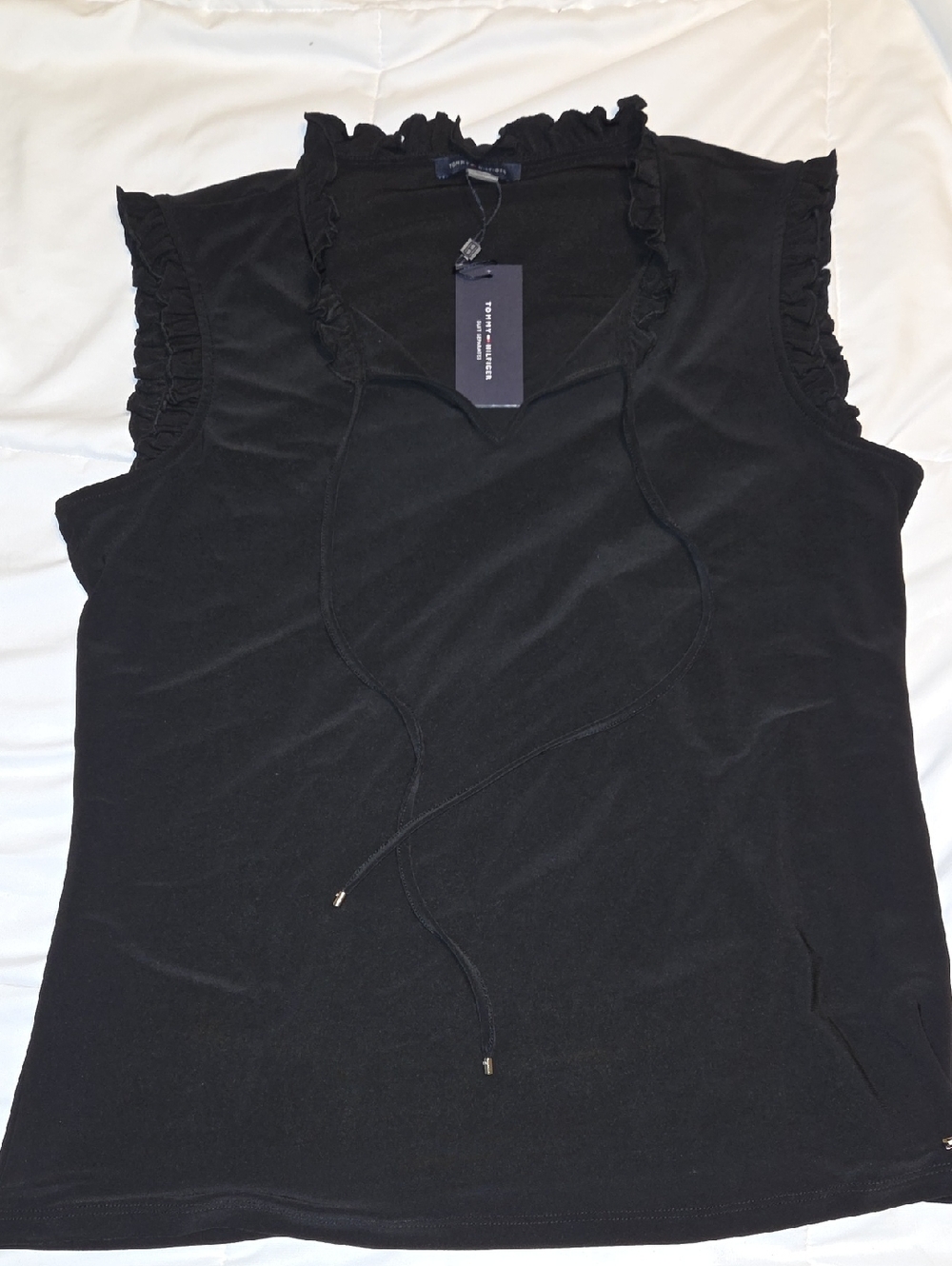 Tommy Hilfiger Black Ruffle-Trim Sleeveless Camisole